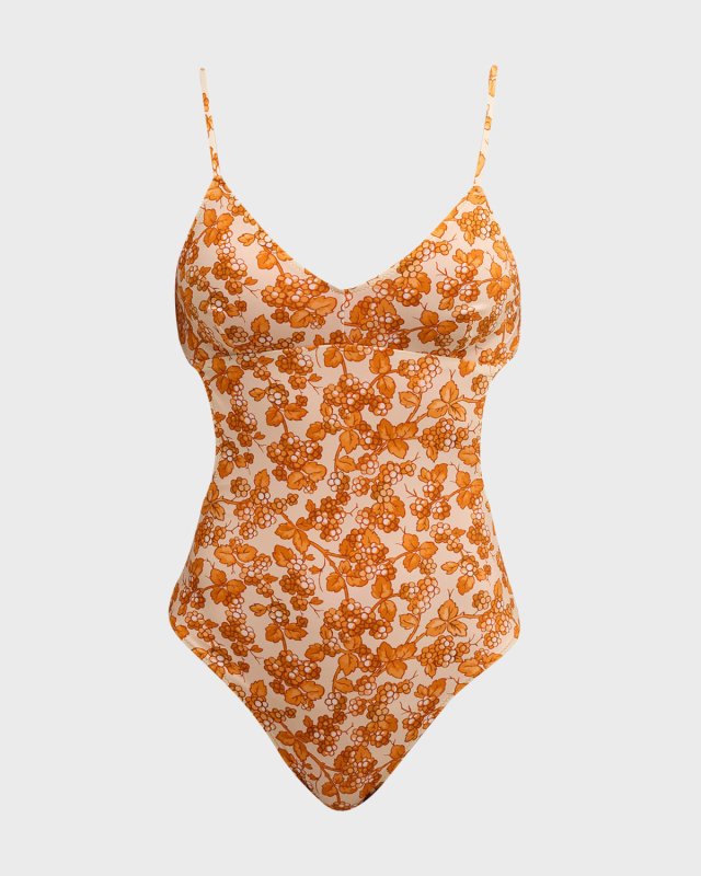 Vine-Print One-Piece Swimsuit